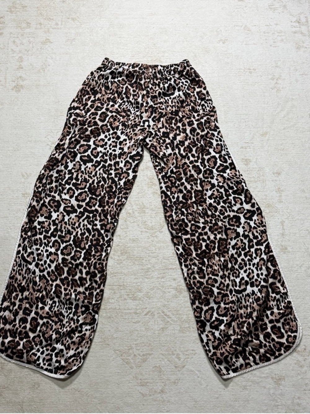 Leopard Print Wide-Leg Pants - Brown/Black
